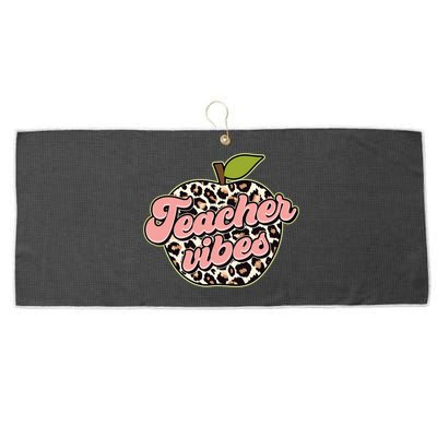 Cute Teacher Vibes Leopard Print Apple Large Microfiber Waffle Golf Towel