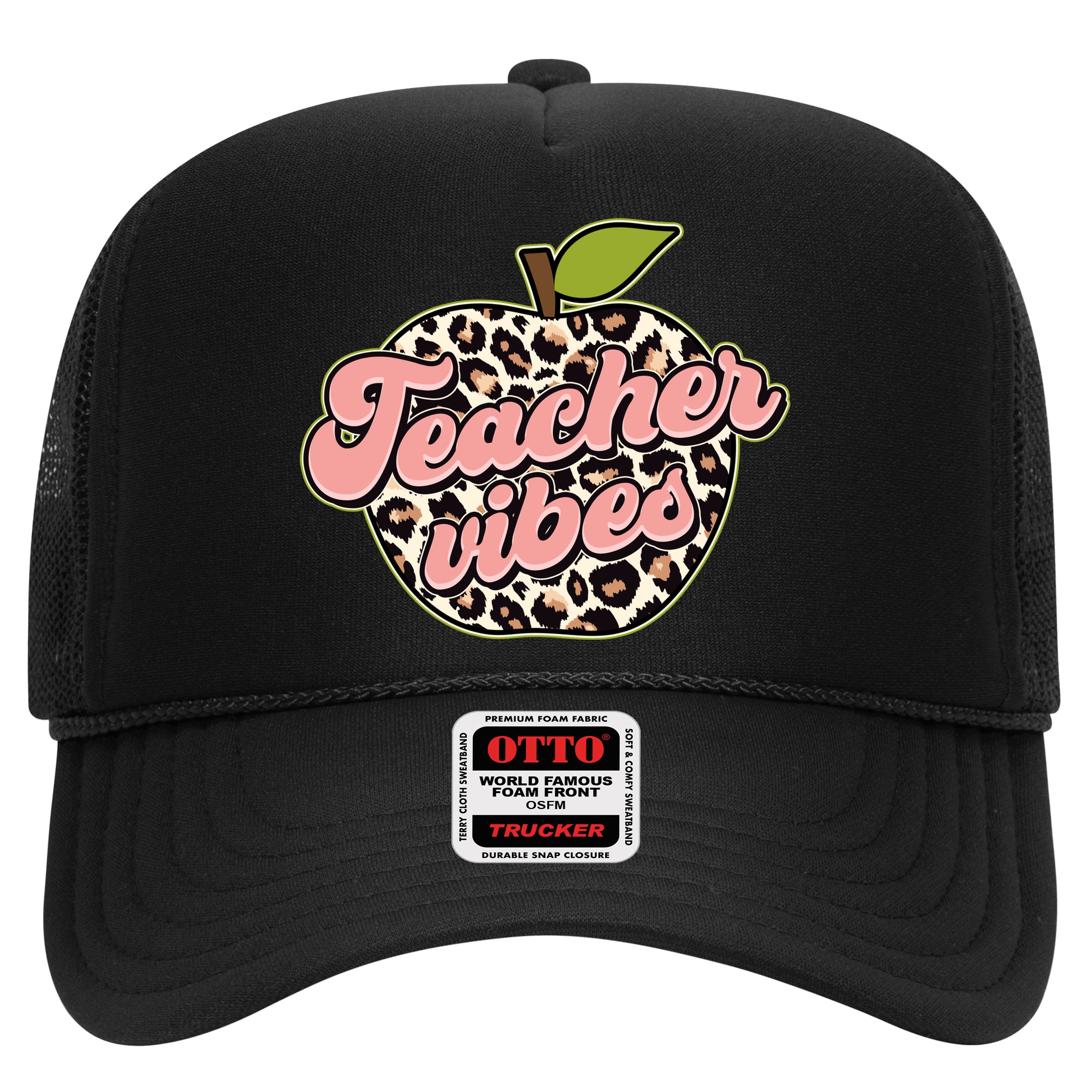 Cute Teacher Vibes Leopard Print Apple Hat