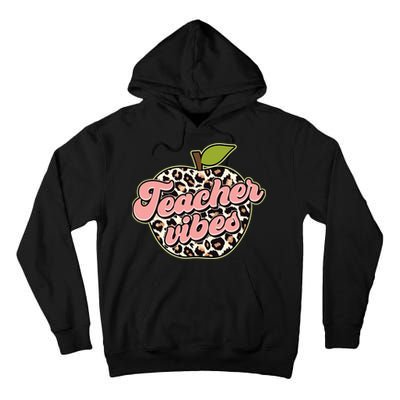 Cute Teacher Vibes Leopard Print Apple Tall Hoodie