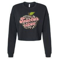 Cute Teacher Vibes Leopard Print Apple Cropped Pullover Crew