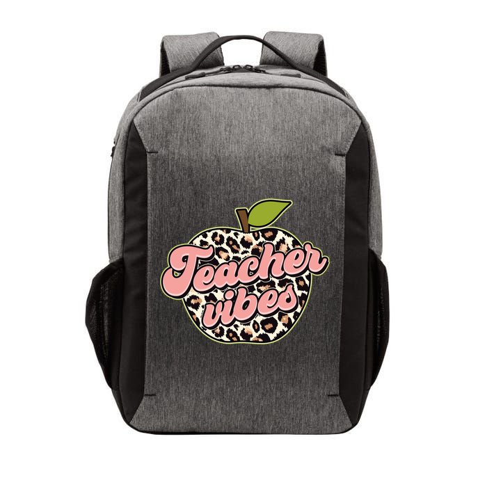 Cute Teacher Vibes Leopard Print Apple Vector Backpack