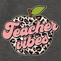 Cute Teacher Vibes Leopard Print Apple Vector Backpack