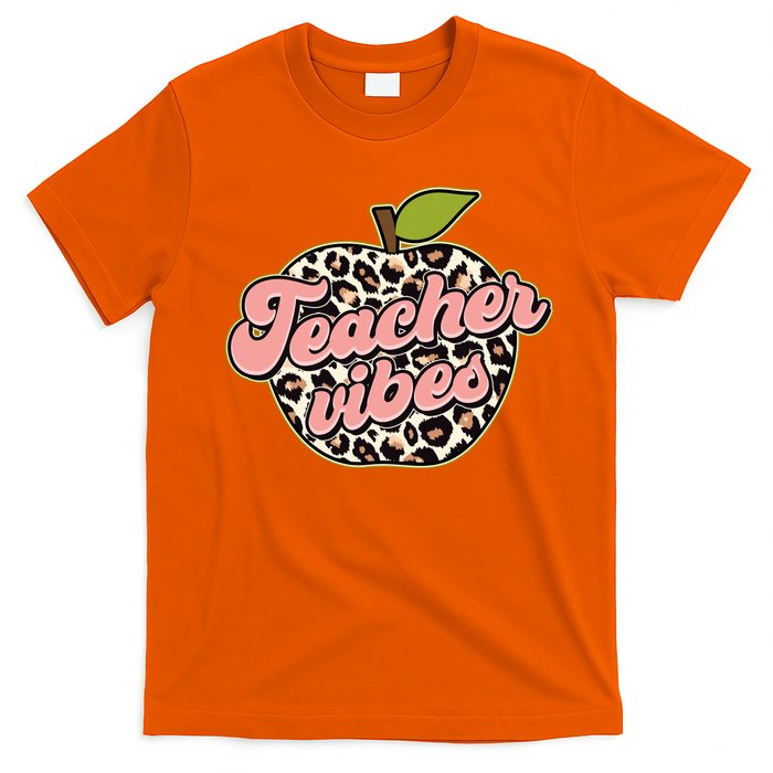 Cute Teacher Vibes Leopard Print Apple T-Shirt