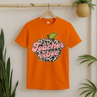 Cute Teacher Vibes Leopard Print Apple T-Shirt