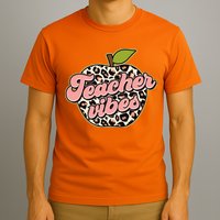 Cute Teacher Vibes Leopard Print Apple T-Shirt