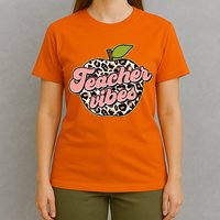 Cute Teacher Vibes Leopard Print Apple T-Shirt
