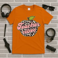 Cute Teacher Vibes Leopard Print Apple T-Shirt