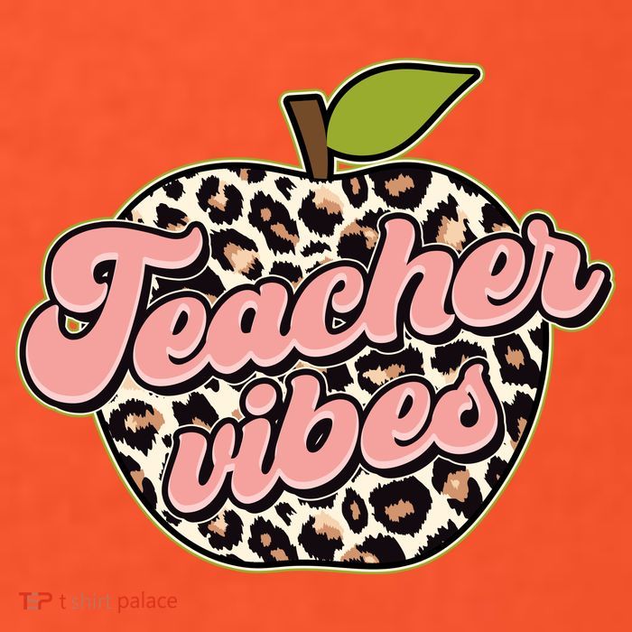 Cute Teacher Vibes Leopard Print Apple Tall T-Shirt
