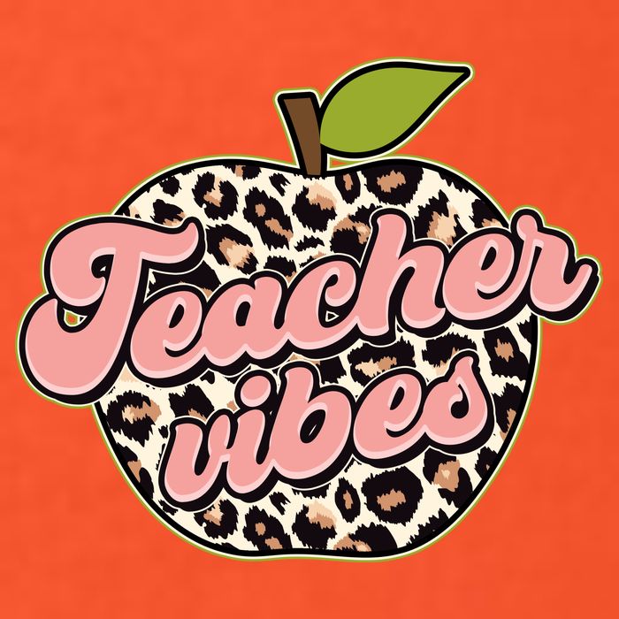 Cute Teacher Vibes Leopard Print Apple Poster