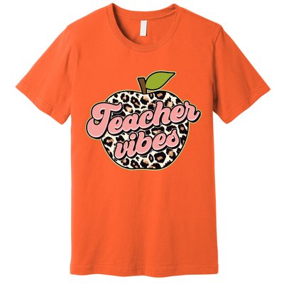 Cute Teacher Vibes Leopard Print Apple Premium T-Shirt