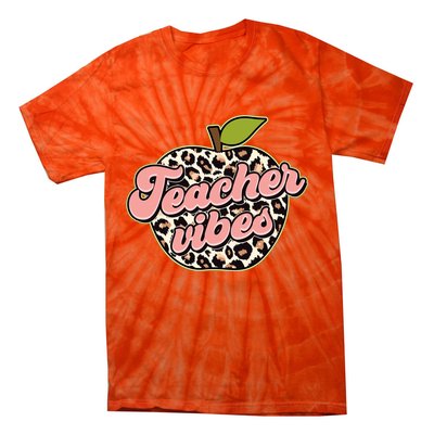 Cute Teacher Vibes Leopard Print Apple Tie-Dye T-Shirt