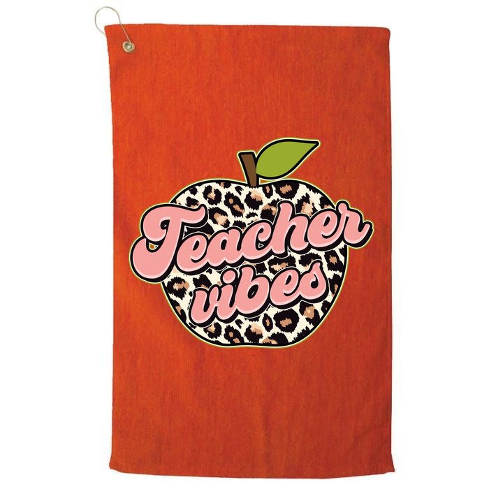 Cute Teacher Vibes Leopard Print Apple Golf Towel
