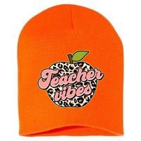 Cute Teacher Vibes Leopard Print Apple Short Acrylic Beanie