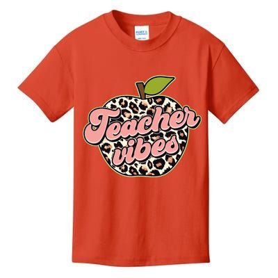 Cute Teacher Vibes Leopard Print Apple Kids T-Shirt