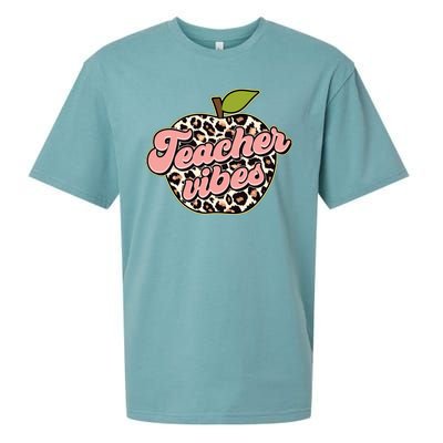 Cute Teacher Vibes Leopard Print Apple Sueded Cloud Jersey T-Shirt