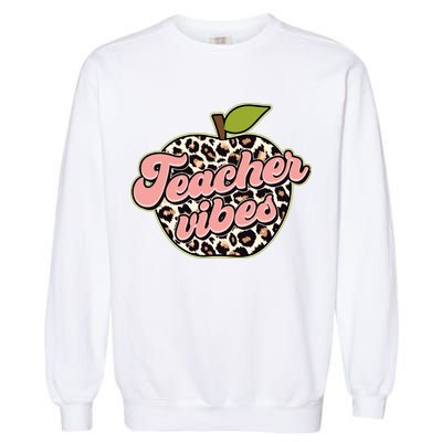 Cute Teacher Vibes Leopard Print Apple Garment-Dyed Sweatshirt