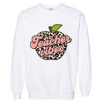 Cute Teacher Vibes Leopard Print Apple Garment-Dyed Sweatshirt