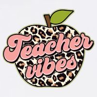 Cute Teacher Vibes Leopard Print Apple Garment-Dyed Sweatshirt