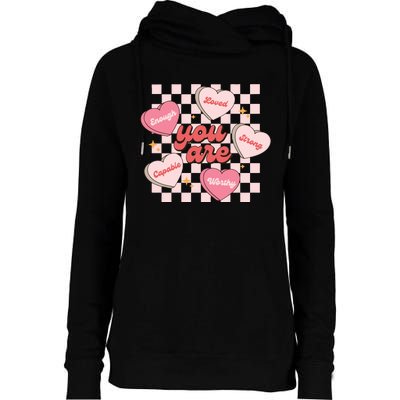 Cute Teacher Valentine Retro Heart Womens Funnel Neck Pullover Hood