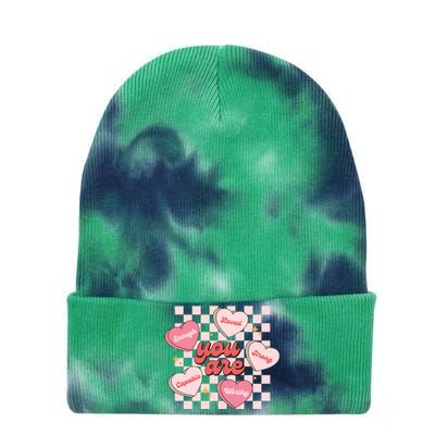 Cute Teacher Valentine Retro Heart Tie Dye 12in Knit Beanie