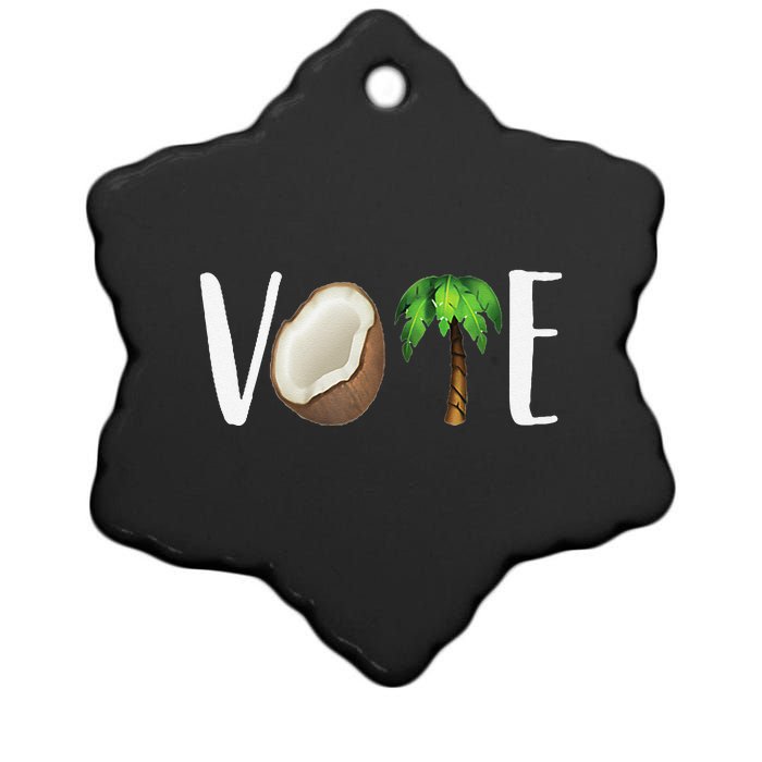 Coconut Tree Vote Funny Kamala Ceramic Star Ornament