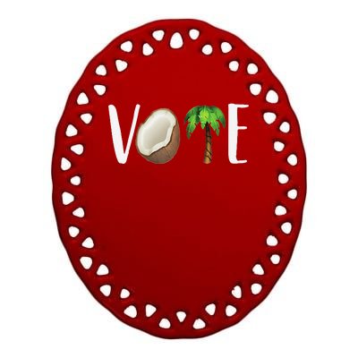 Coconut Tree Vote Funny Kamala Ceramic Oval Ornament