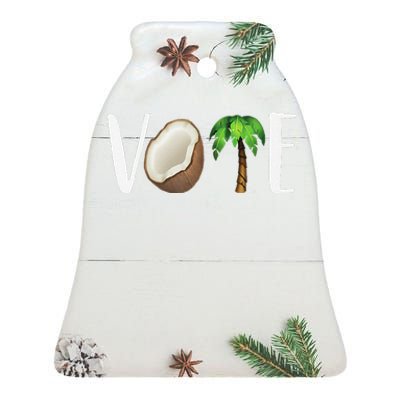 Coconut Tree Vote Funny Kamala Ceramic Bell Ornament