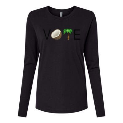 Coconut Tree Vote Funny Kamala Gift Womens Cotton Relaxed Long Sleeve T-Shirt