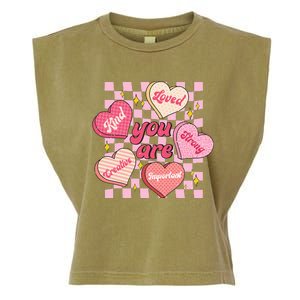 Cute Teacher Valentine Day Women Retro Heart Candy Self Love Garment-Dyed Women's Muscle Tee