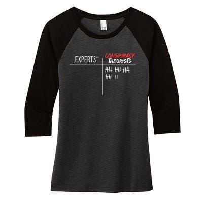 Conspiracy Theorist Vs. Experts Conspiracy Theory Women's Tri-Blend 3/4-Sleeve Raglan Shirt