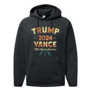 Cool Trump Vance 2024 Retro Design Trump President Performance Fleece Hoodie