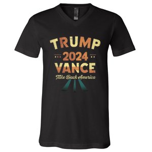 Cool Trump Vance 2024 Retro Design Trump President V-Neck T-Shirt