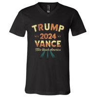 Cool Trump Vance 2024 Retro Design Trump President V-Neck T-Shirt