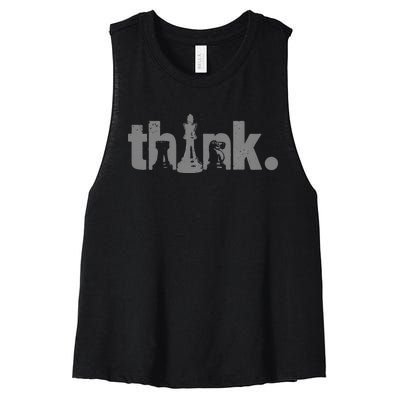 Chess Think Vintage Chess Master Club Chess Player Women's Racerback Cropped Tank