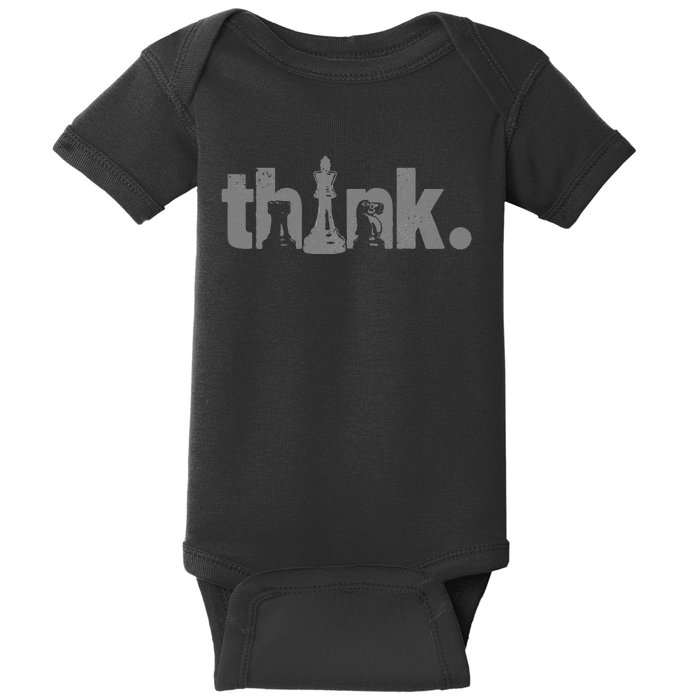 Chess Think Vintage Chess Master Club Chess Player Baby Bodysuit