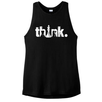 Chess Think Vintage Chess Master Club Chess Player Ladies PosiCharge Tri-Blend Wicking Tank