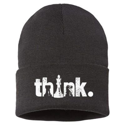 Chess Think Vintage Chess Master Club Chess Player Sustainable Knit Beanie