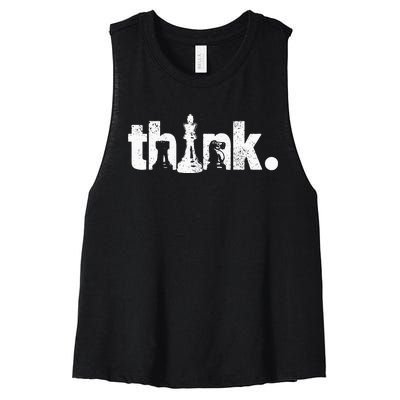 Chess Think Vintage Chess Master Club Chess Player Women's Racerback Cropped Tank