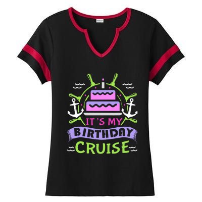 Cruise Trip Vacation Gift Birthday Cruise Ladies Halftime Notch Neck Tee