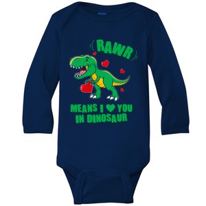 Cute Trex Valentines Day Pajamas Rawr Mean In Dinosaur Cute Gift Baby Long Sleeve Bodysuit