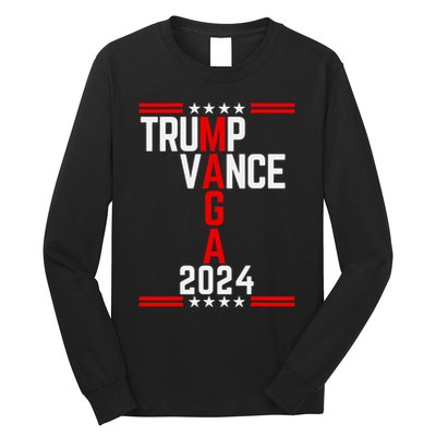 Classic Trump Vance 2024 Retro Stripe Trump Jd Vance Maga Long Sleeve Shirt