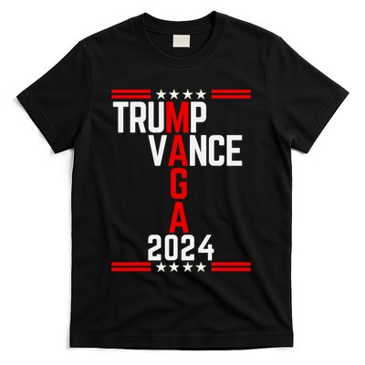 Classic Trump Vance 2024 Retro Stripe Trump Jd Vance Maga T-Shirt