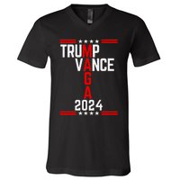 Classic Trump Vance 2024 Retro Stripe Trump Jd Vance Maga V-Neck T-Shirt