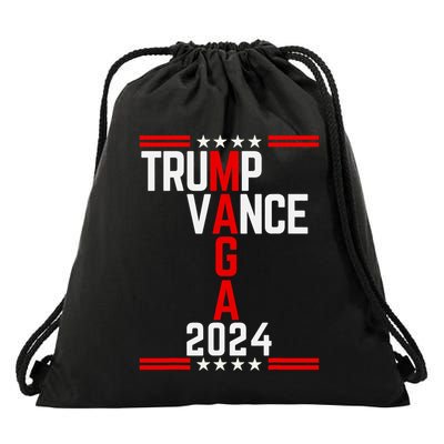 Classic Trump Vance 2024 Retro Stripe Trump Jd Vance Maga Drawstring Bag