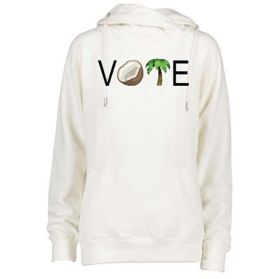 Coconut Tree Vote Funny Kamala Womens Funnel Neck Pullover Hood