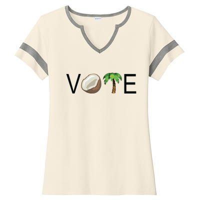 Coconut Tree Vote Funny Kamala Ladies Halftime Notch Neck Tee