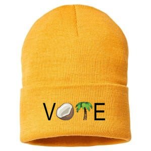 Coconut Tree Vote Funny Kamala Sustainable Knit Beanie