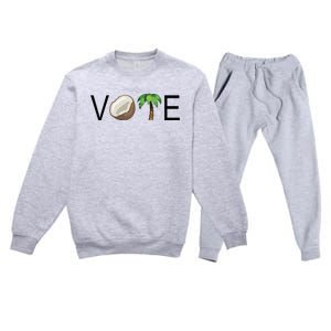 Coconut Tree Vote Funny Kamala Premium Crewneck Sweatsuit Set