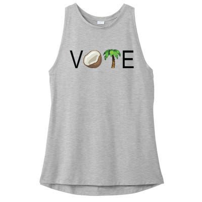 Coconut Tree Vote Funny Kamala Ladies PosiCharge Tri-Blend Wicking Tank