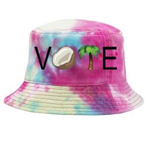 Coconut Tree Vote Funny Kamala Tie-Dyed Bucket Hat